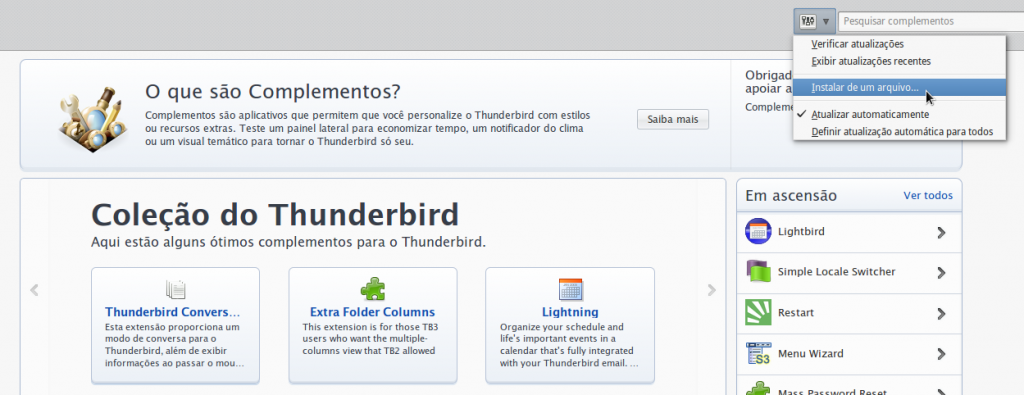 Thunderbird-instalando extensao