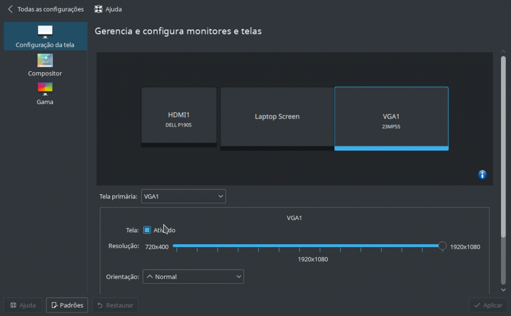 multiplos monitores KDE Sabayon